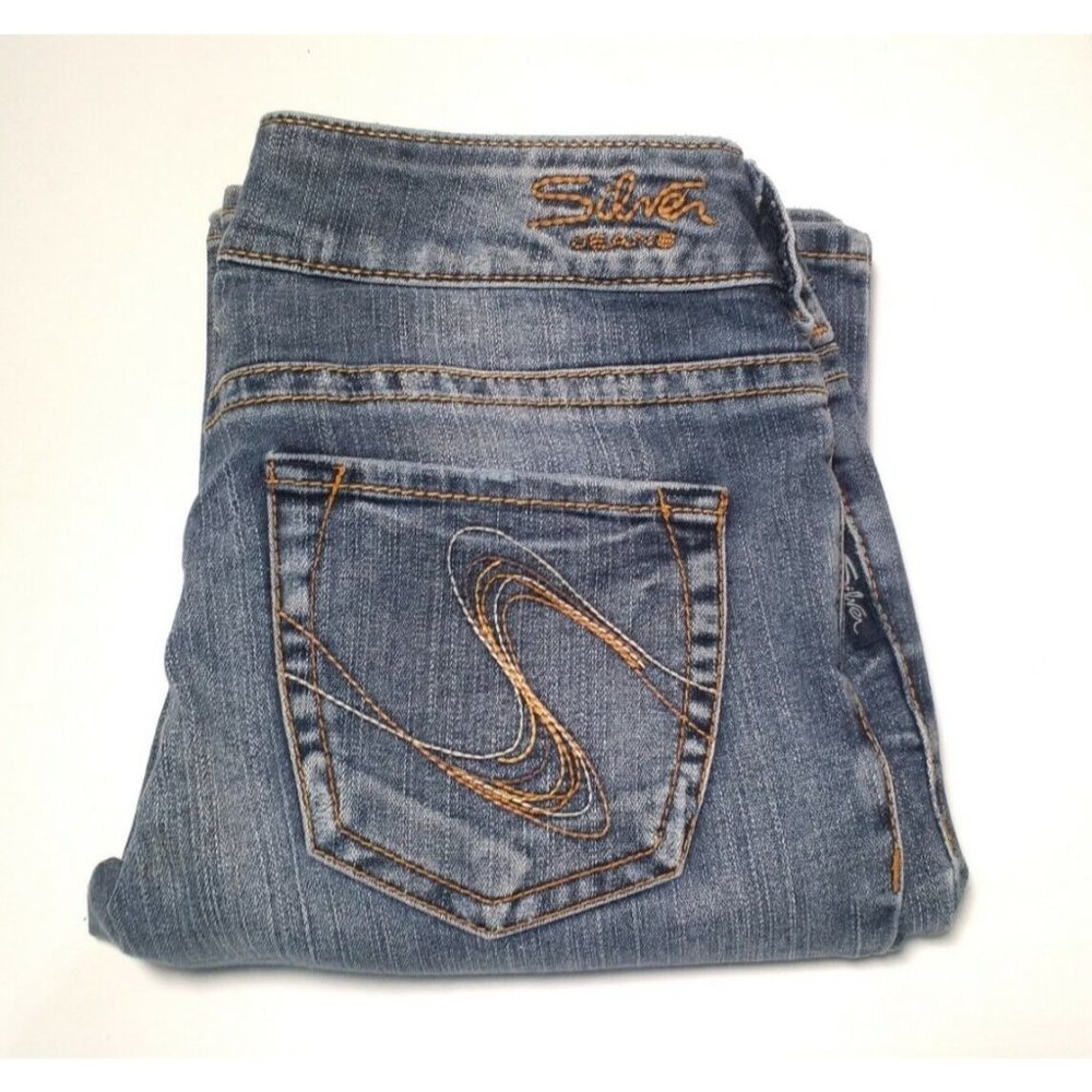 Silver Suki Jeans Low Rise Straight Stretch Med Blue Women's Size 27x32